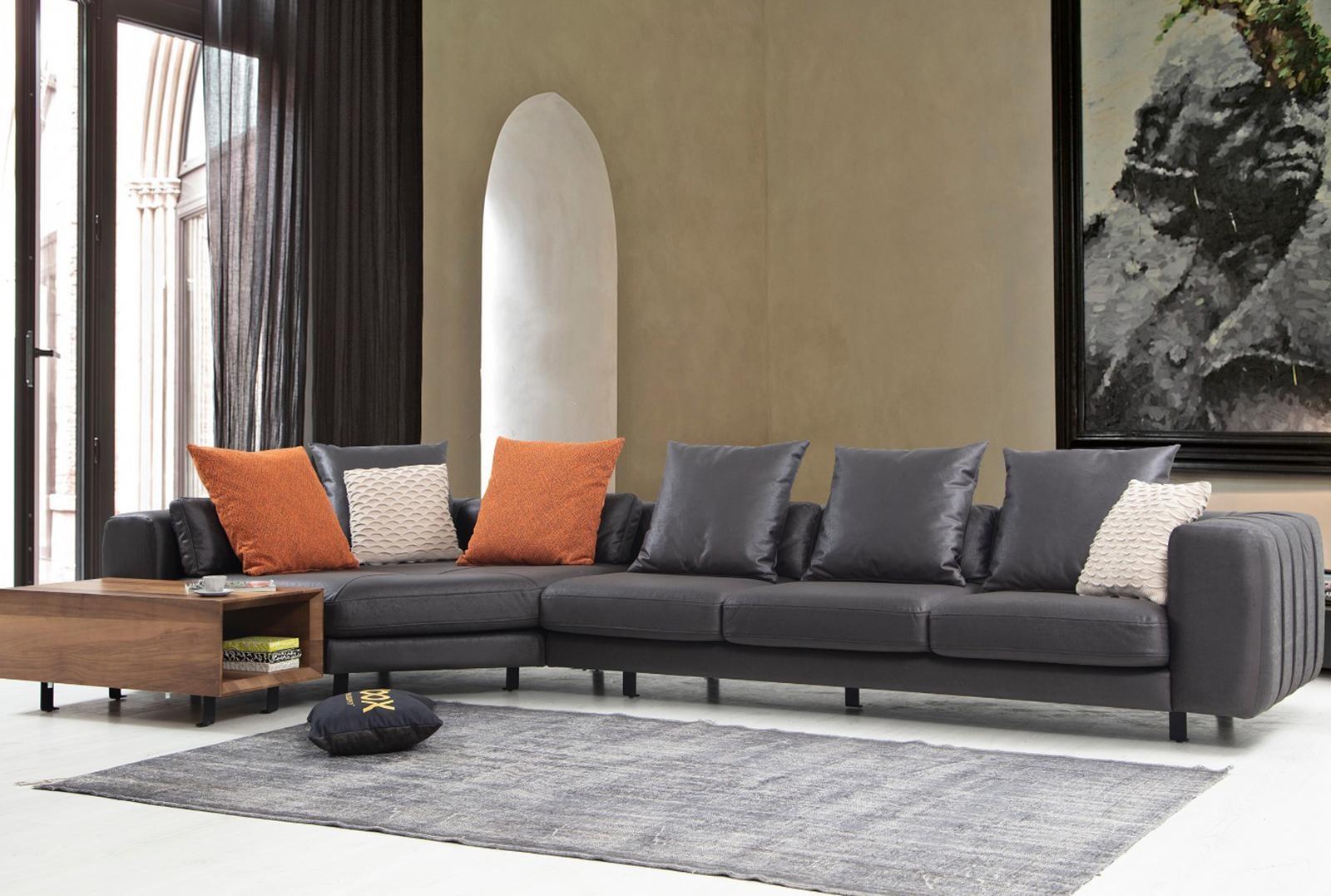 Ecksofa Eckgarnitur L-Form Polstersofa Stoffsofa Grau Sofa Tisch Couch