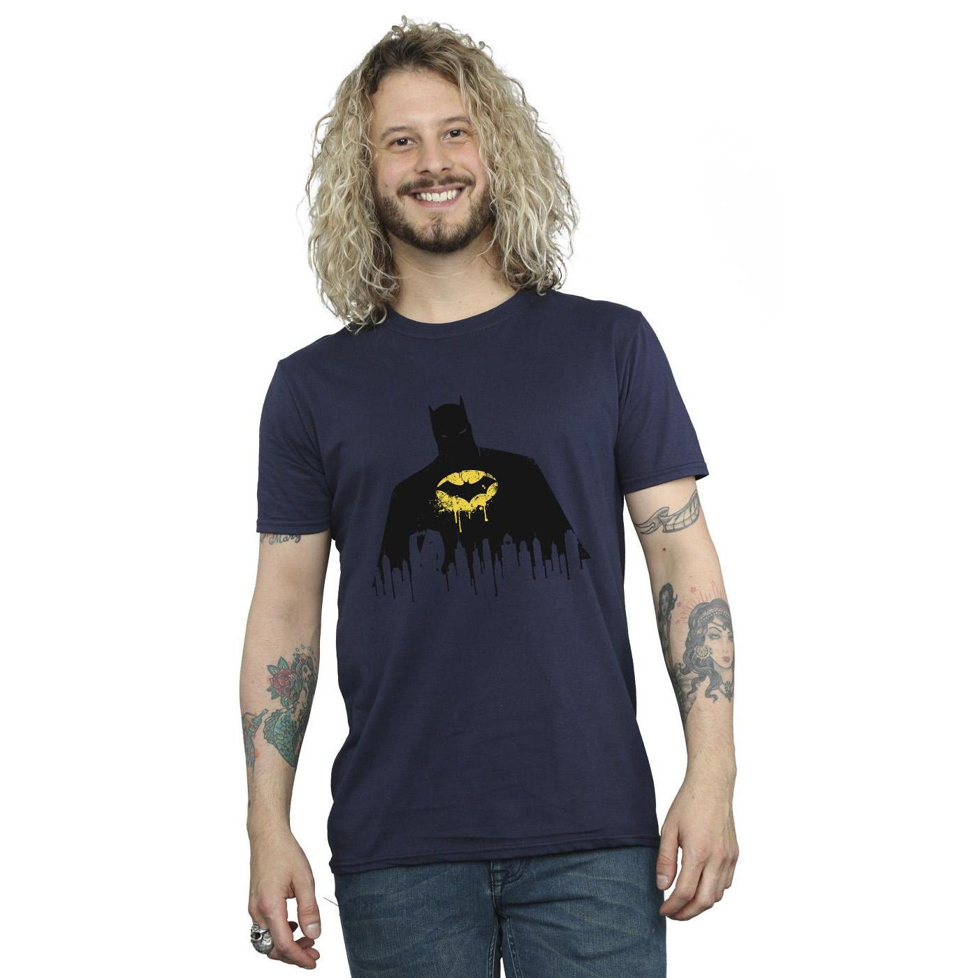 DC Comics Heren Batman Schaduwverf T-Shirt (Marineblauw)