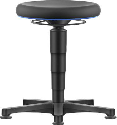 Allround Hocker Bimos, sitzhöhenverstellbar 450 - 650 mm, mit Gleiter, SKINTEC-Polster, abwaschbar, extrem robust, Farbring blau