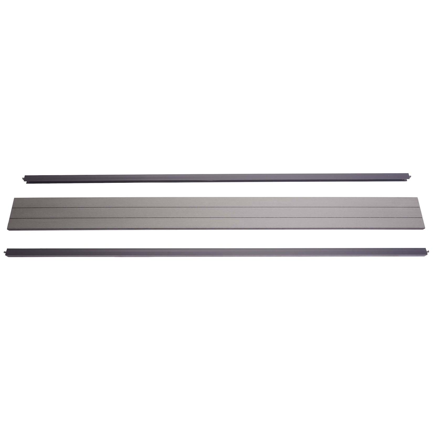 Abschluss-Set für WPC-Sichtschutz Savoie, Abschlussprofil Windschutz, Alu-Pfosten ~ 180cm, grau