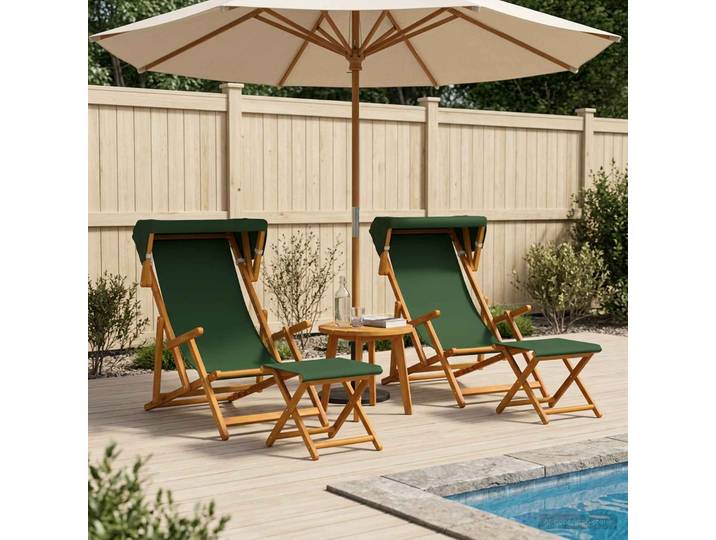 vidaXL Liegestuhl 4 pcs 3 Position Massives Eukalyptus Holz Grün