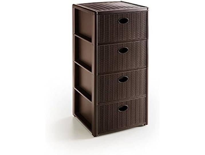 Commode Élégance - Stefanplast - 4 Tiroirs - Marron - Finition aspect bois