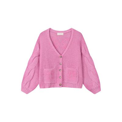 Cardigan ANOTHER COTTON LAB "Another Cotton Lab Another WMN Cardigan", Damen, Gr. L, pink, 100% Baumwolle, normal, V-Ausschnitt, Strickjacken