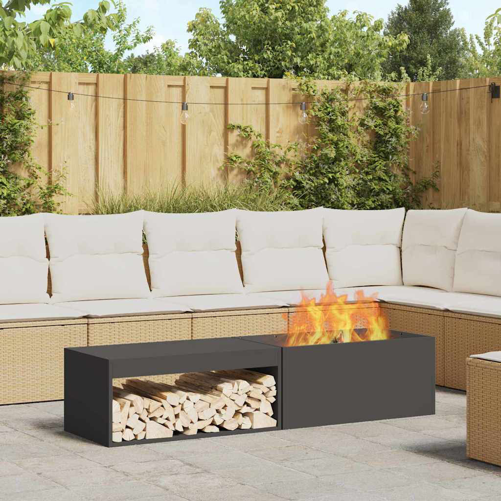 Rio Modern Outdoor Fire Pit Black 35cm H X 45cm W X 160cm D