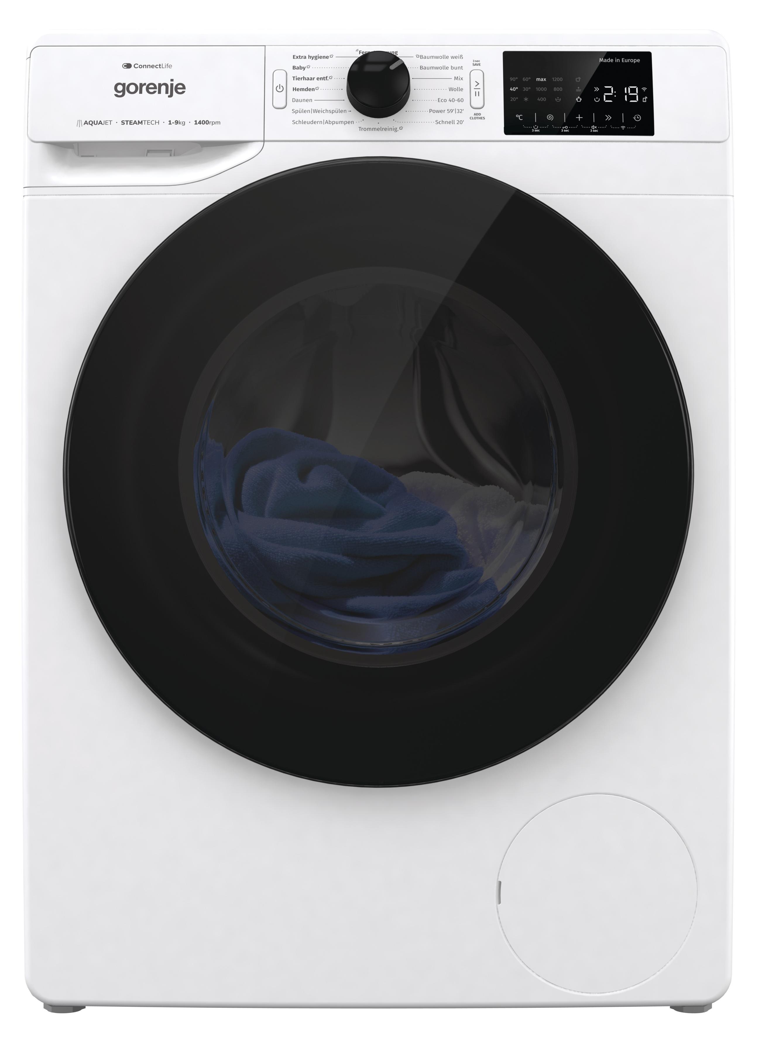 Gorenje WPNEI94DA1TS Waschmaschine, 9 kg, 1400 U/min, Wifi, ConnectLife, 15 Programme