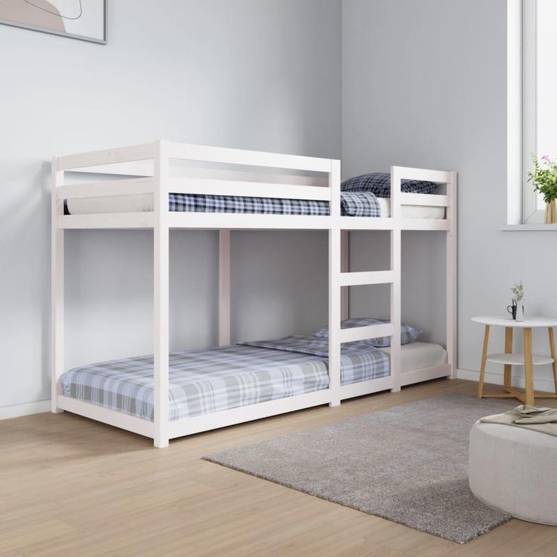 Etagenbett, Kinderbett, Massivholz (Kiefer), Weiß, platzsparend