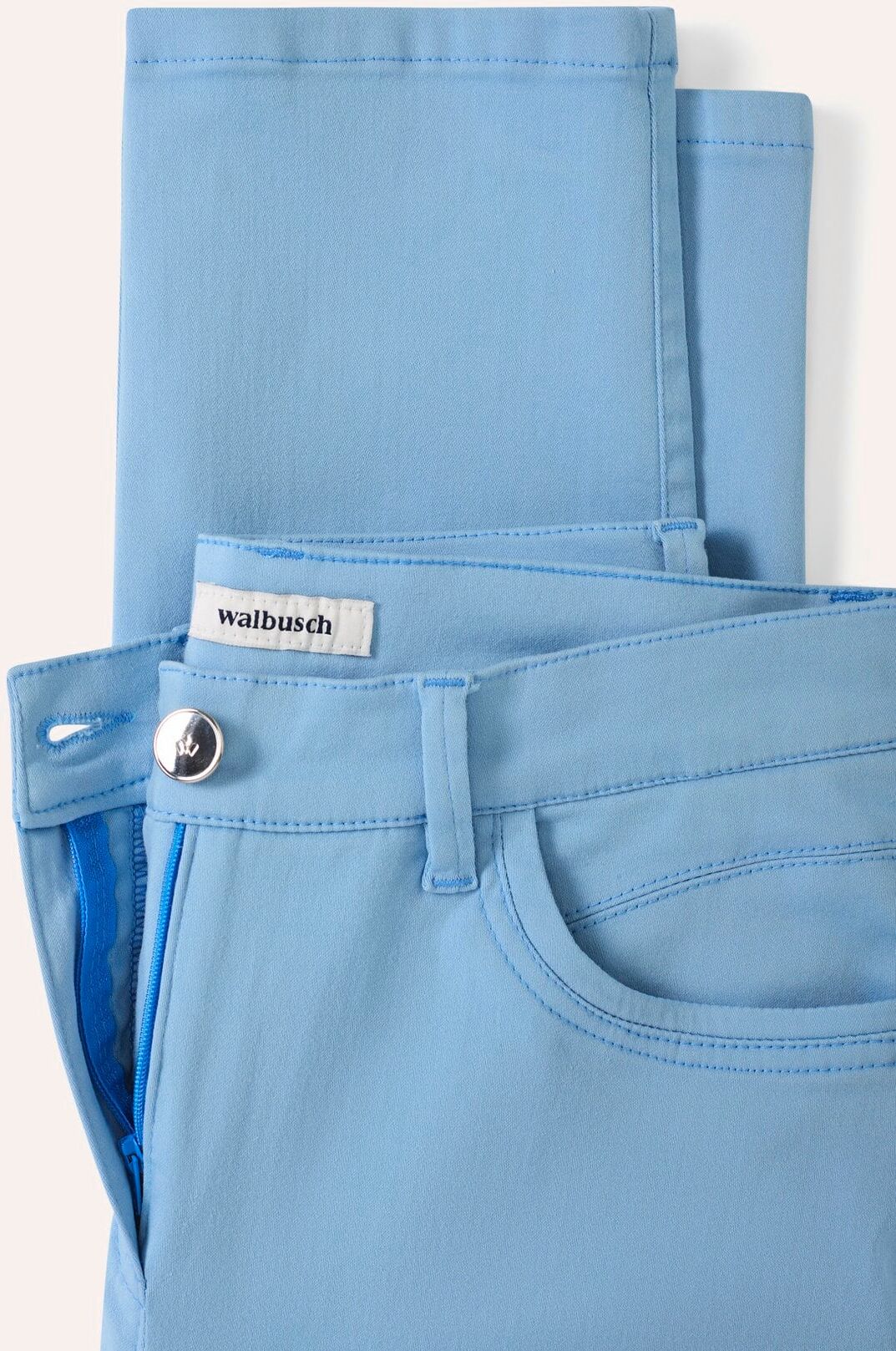 Walbusch Extraglatt Baumwollhose Feminine F, Feminine Fit#normale Größen#Kurzgrößen#Langgrößen, Farbe Blau, 48, bügelfrei atmungsaktiv Damen
