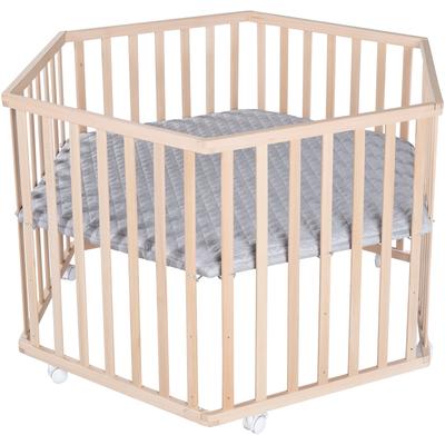 Laufgitter ROBA "Style, buche, 6-eckig", Baby, braun (buche), Laufställe Laufgitter, mit Schutzeinlage und Nestchen