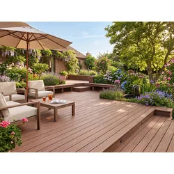 KAHRS WPC Terrassendielen, 20x140 mm, Massiv, Herbstbraun, Grob/Strukturiert