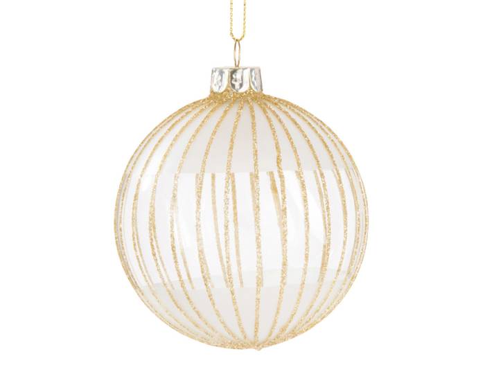 Weihnachtskugel aus Glas mit goldenen Streifen