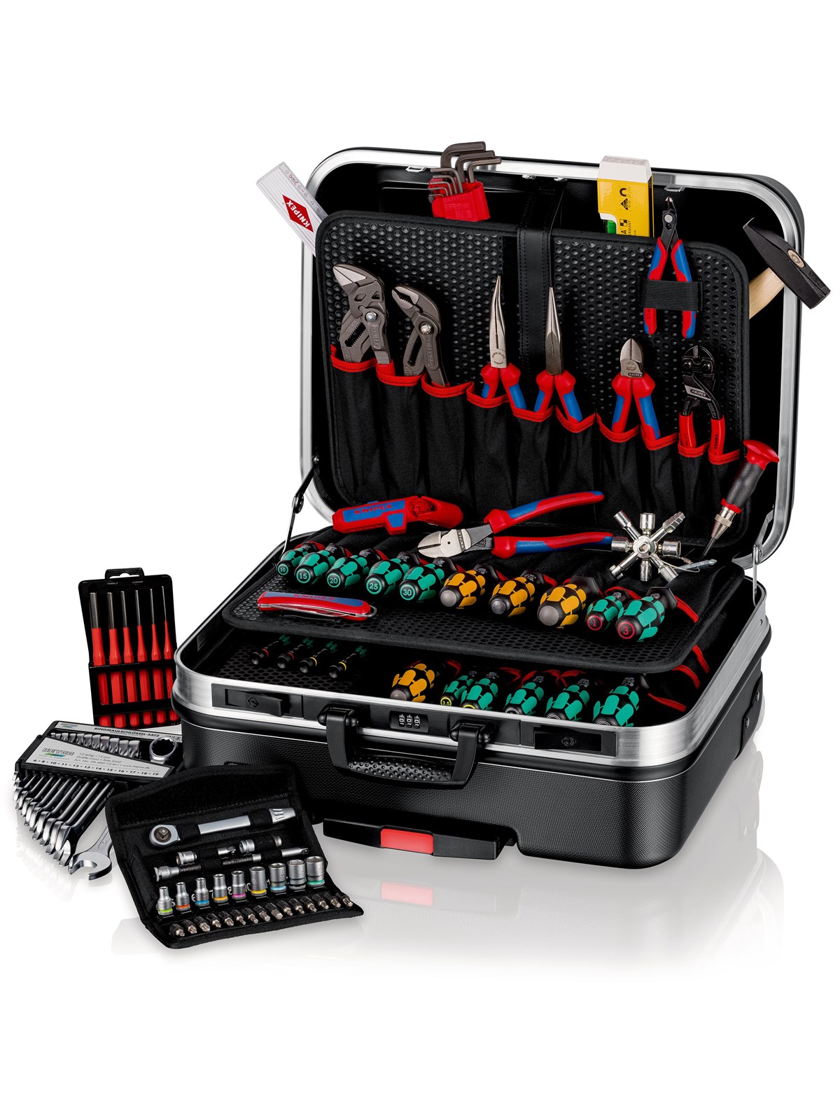 KNIPEX Werkzeugkoffer "BIG Basic Move" Mechanik, 90-teilig, mit integrierten Rollen und Teleskopgriff