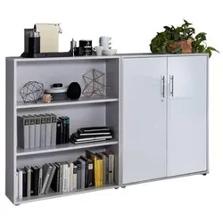 Aktenschrank Office Edition Sw Set 1 niedrig Grau/Weiß