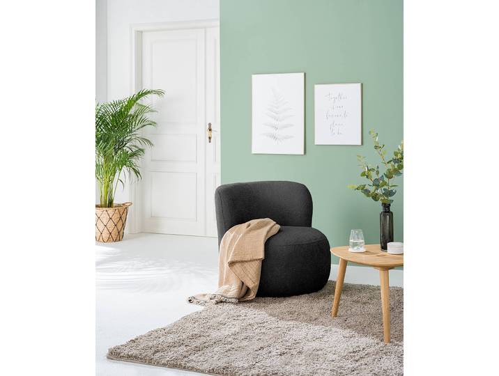 Sessel LOVELOCK Schwarz/Schwarz Bouclé Stoff Cady 78 x 75 x 84cm