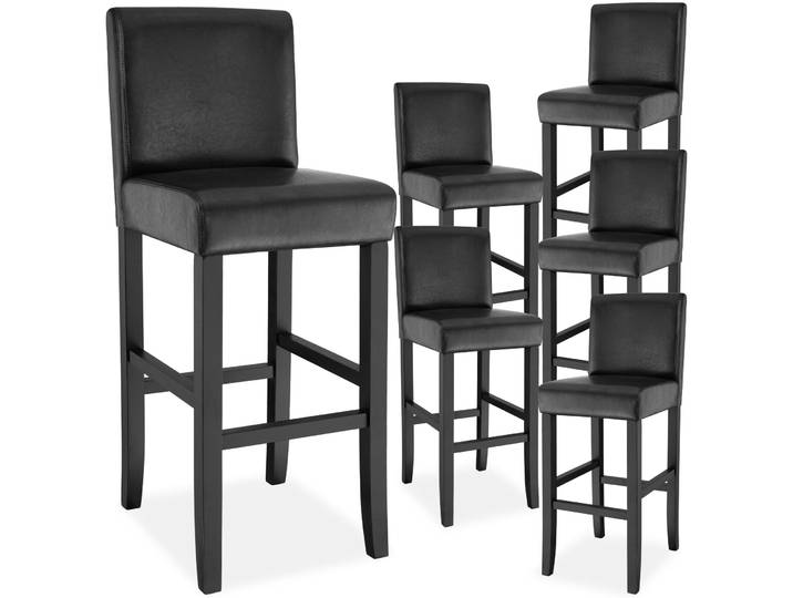 Barhocker aus Kunstleder - schwarz, 6er Set