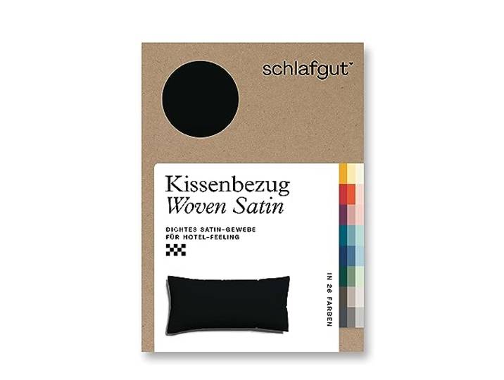 schlafgut Woven Satin Kissenbezug 40x80cm Off-Black, Hotelqualität seidig