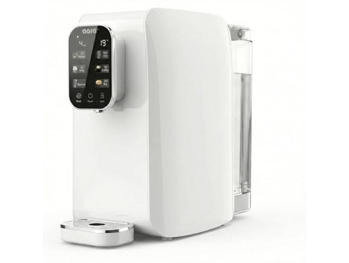 AORA Wasserspender Umkehrosmoseanlage – Osmoseanlage Trinkwasser, Osmosewasser Wasserfilter Auftisch, Mobile Anlage ohne Festwasseranschluss, 5-Stufen Filterung, 6 Temperaturen - 100°C White Edition