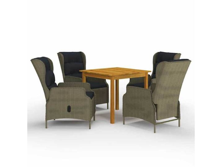 Ensemble table et chaises marron résine tressée mobilier de jardin cinq pièces terrasse extérieur