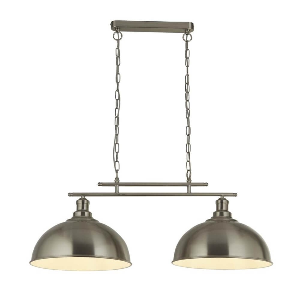 Searchlight Fusion 2-lichts hanglamp Wit/Grijs/Zilver - 0932-2SS