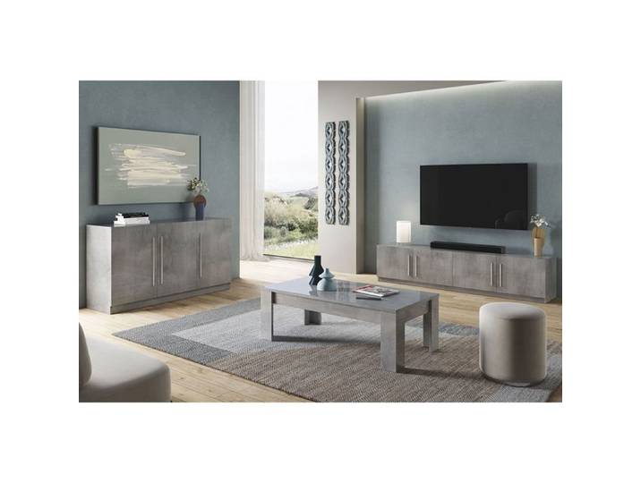 CLARK - Ensemble Salon Effet Marbre Meuble TV + Buffet + Table Basse