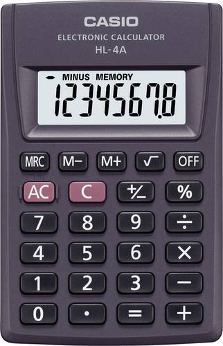Casio HL-4A Taschenrechner Anthrazit Display (Stellen): 8 batteriebetrieben (B x H x T) 56 x 9 x 87mm
