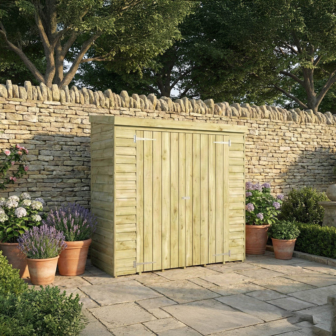 Mercia Garden Products Mercia 6 x 2'6ft Overlap Pent Storage Shed Brown 181cm W X 83cm D X 196cm H