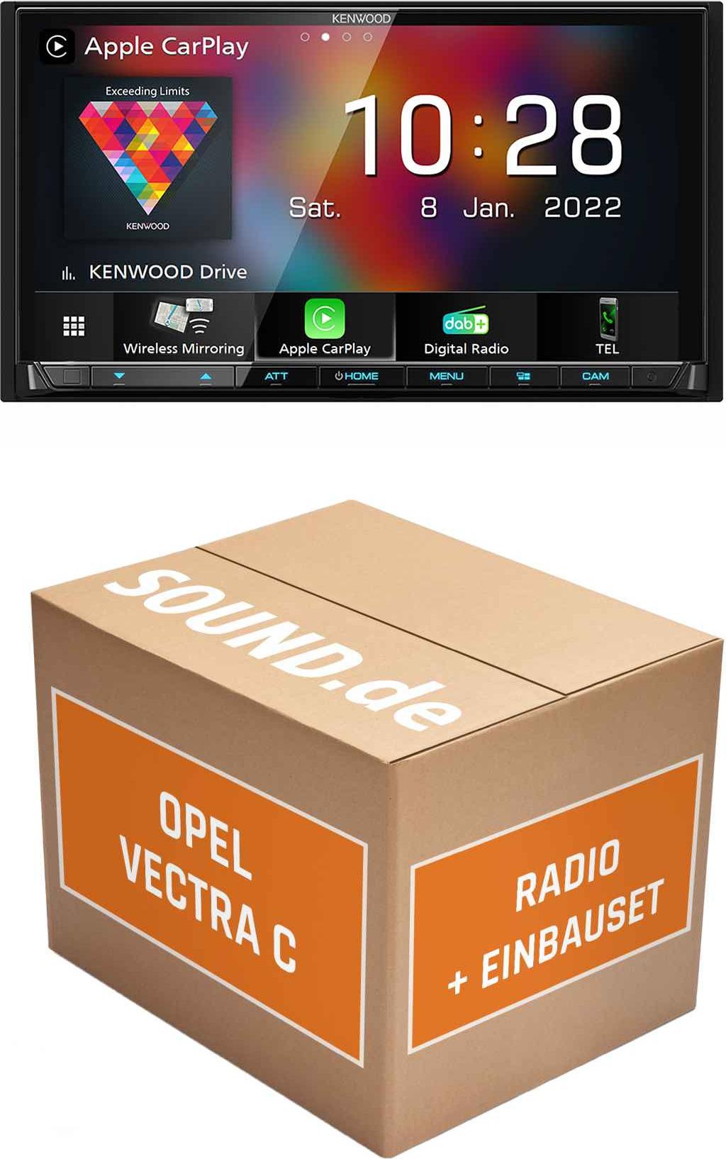 Autoradio Einbaupaket Kenwood DMX8021DABS passend für Opel Vectra C | (Wireless) Apple CarPlay (Wireless) Android Auto