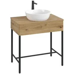 Villeroy & Boch Waschbeckenunterschrank Artis K60051, Eckig Oak Natural Touch, 800x782x500mm, Push-to-open Funktion, mit Hahnlochbohrung