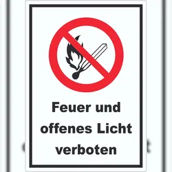 HB-Druck Feuer und offenes Licht verboten Aufkleber A8 (52x74mm)