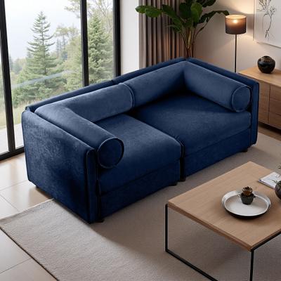 Chenille Modular Sofa with Cylindrical Backrest, Armrests, and Storage Compartments