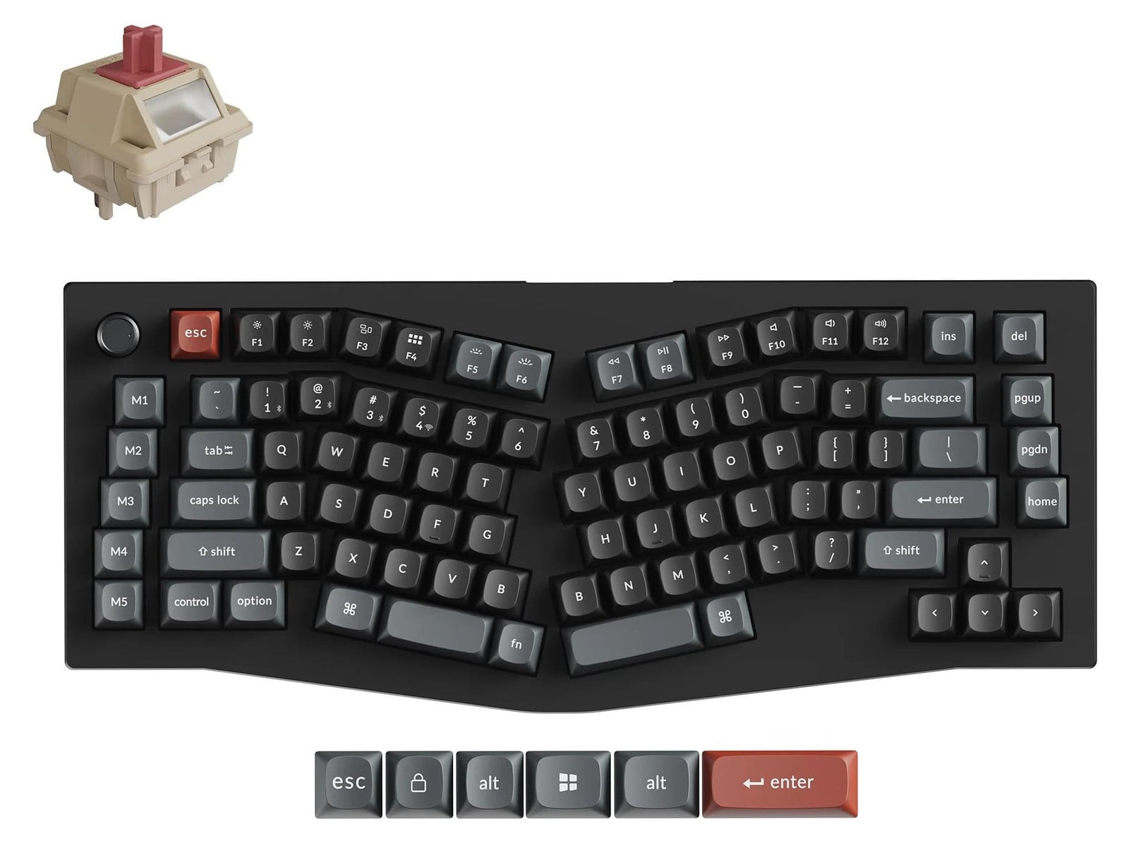 Keychron V10 Ultra 8K Draadloos Mechanisch Toetsenbord QWERTY US - Rood/Zwart - Keychron Silk POM Switch Rood