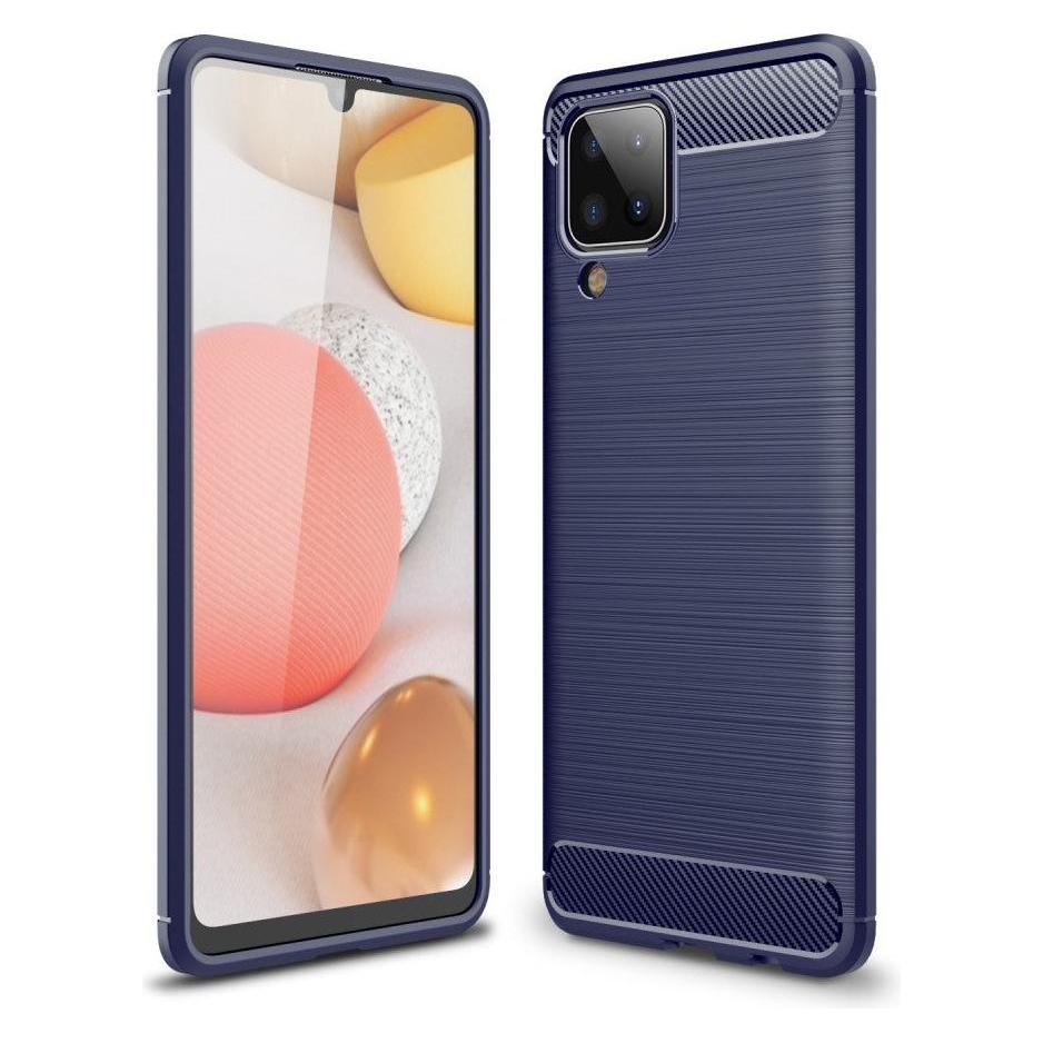 Cover-Discount Galaxy A12 - Metall Carbon Look Gummi Hülle dunkelblau (Samsung Galaxy A12) (101231983C)