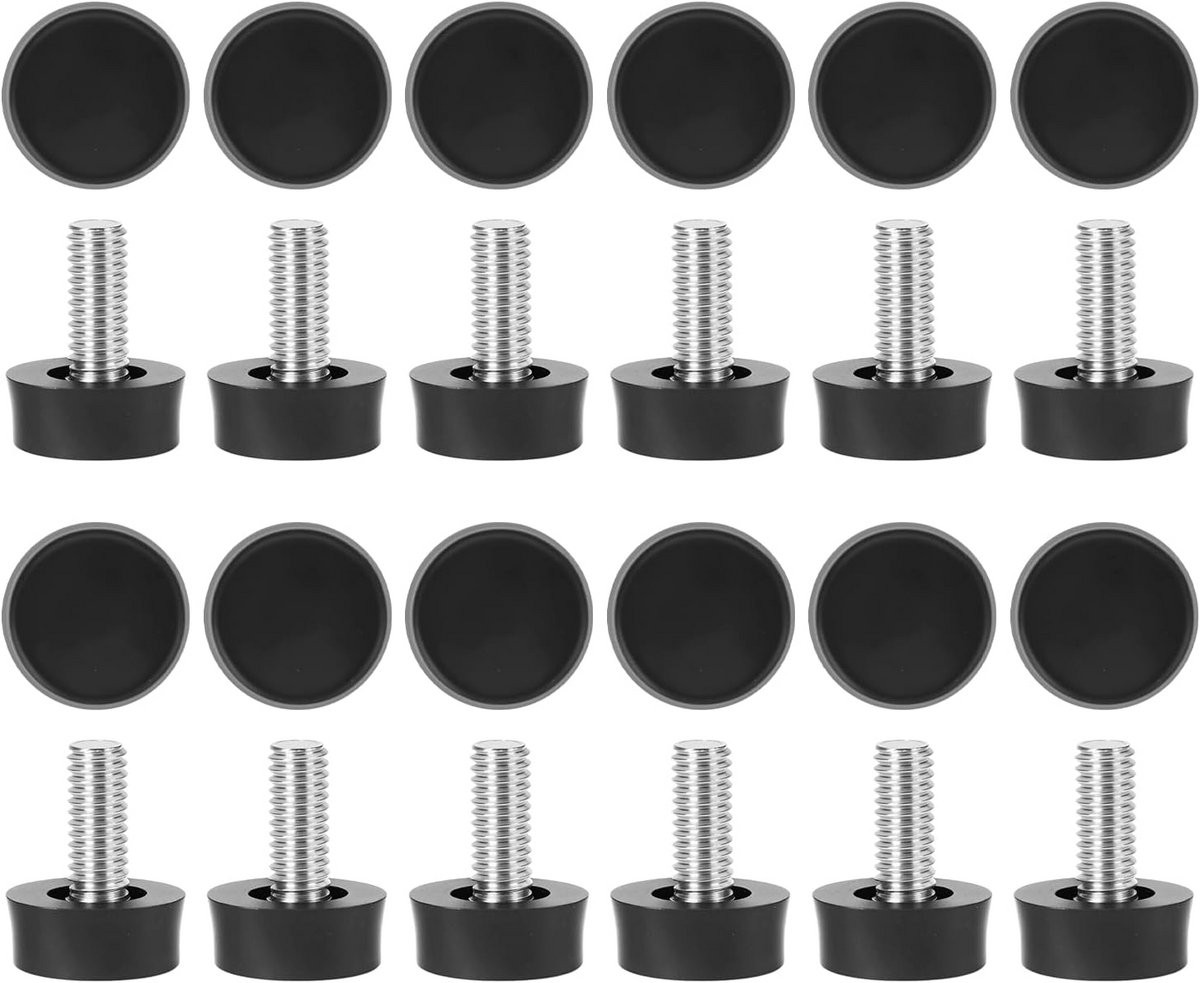 Verstelbare meubelpootjes met schroefdraad M6 - 24 stuks - Zwart