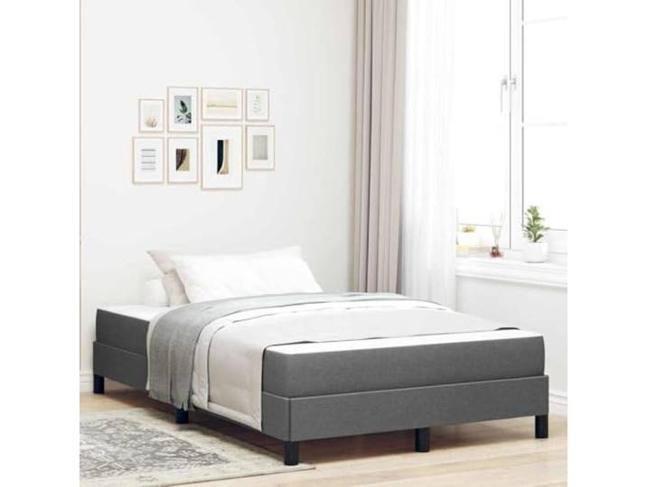 RJPLMFV Stoffbett, dunkelgrau, 120 x 190 cm mit Federkernmatratze Rahmen aus Holz, feste Latten, atmungsaktiver Stoff, modernes Design