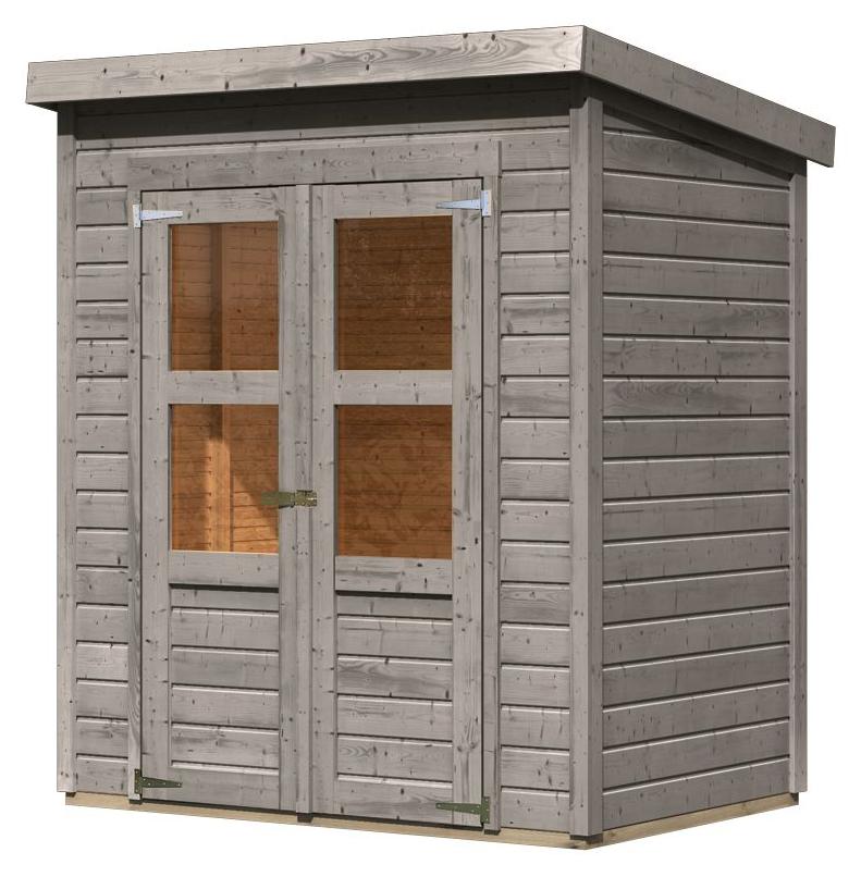 Karibu Gartenhaus Kano Pultdach aus Nordischer Fichte vorvergraut 182x126 cm