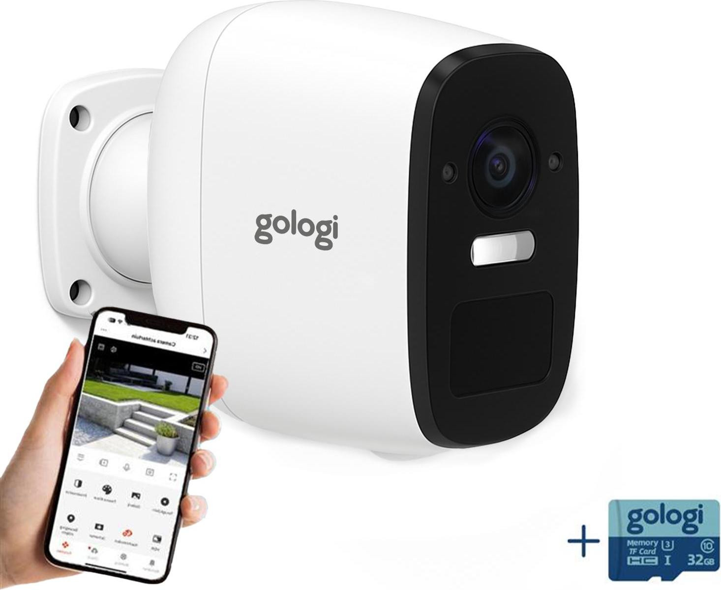 Gologi Draadloze bewakingscamera voor binnen en buiten, 4MP HD, Nachtzicht, Bewegingsdetectie, Wit