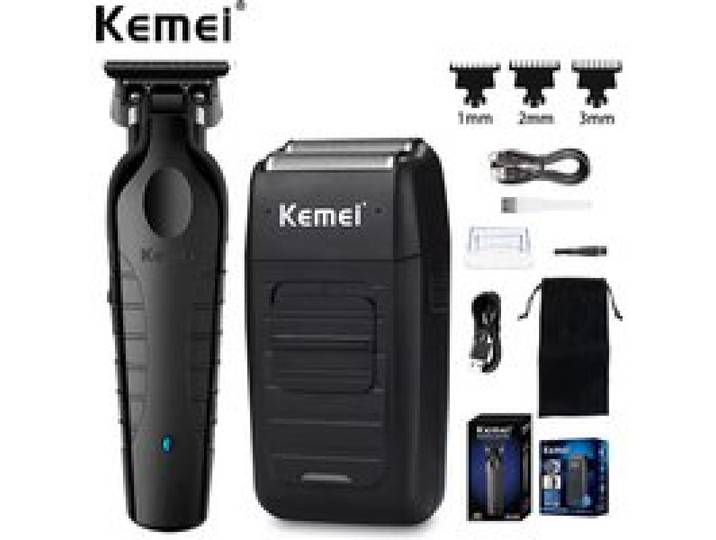 Kemei KM-2299 Professionele Elektrische Haarkapper USB Oplaadbare Baardtrimmer KM-1102 Elektrische Scheerapparaat Set voor Heren