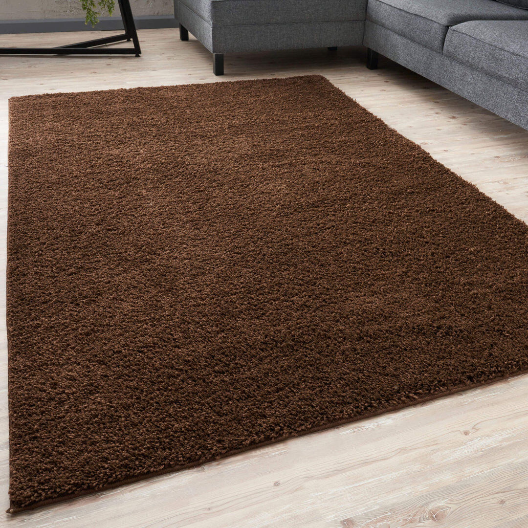 THE RUGS Myshaggy Collection Rugs Solid Design in Brown Brown Rectangle 180 x 270 cm