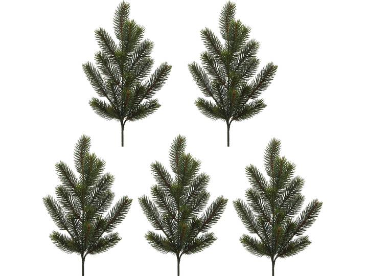 Winterliche Kunstpflanze CREATIV DECO Weihnachtsdeko , grün, H:51cm, Kunststoff, Kunstpflanzen, Winterliche Kunstpflanze, Zweig im 5er Set