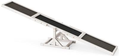 Costway Wooden Dog Agility Seesaw Dog Outdoor Run Game Toy for Obstacle Courses-White