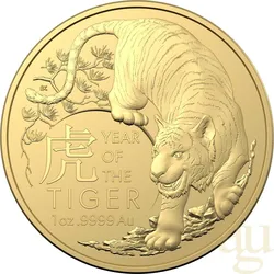 1 Unze Goldmünze Australien RAM Lunar Tiger 2022