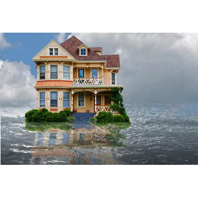 Fototapete PAPERMOON "Haus im Wasser", bunt, B:2,5m L:1,86m, Vlies, Tapeten