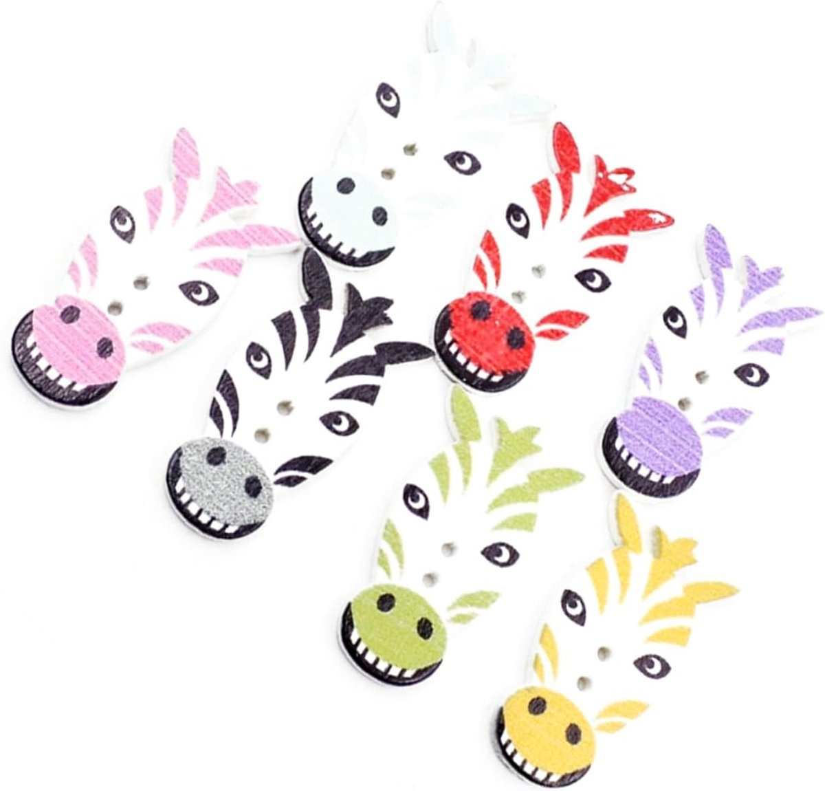 100 stuks Houten Decoratie Knopen met Dieren Cartoon Design - Multicolor