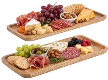 Classic Cuisine Natural Mango Wood Serving Trays (Set of 2)