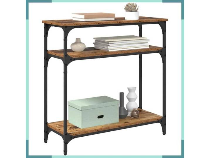 Table console - 882202 - Bois ancien - 2 étagères - Cadre métal