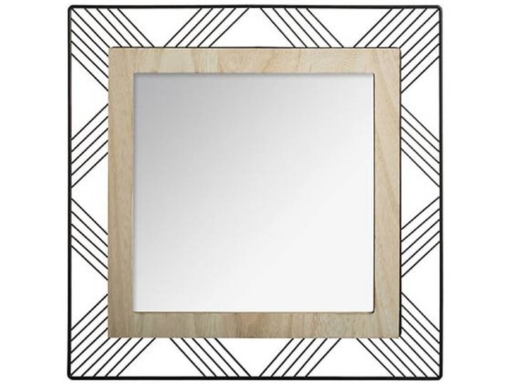 Atmosphera vierkante wandspiegel bohemian - met ophanghaak - zwart - metaal/mdf/glas - Dia 45cm