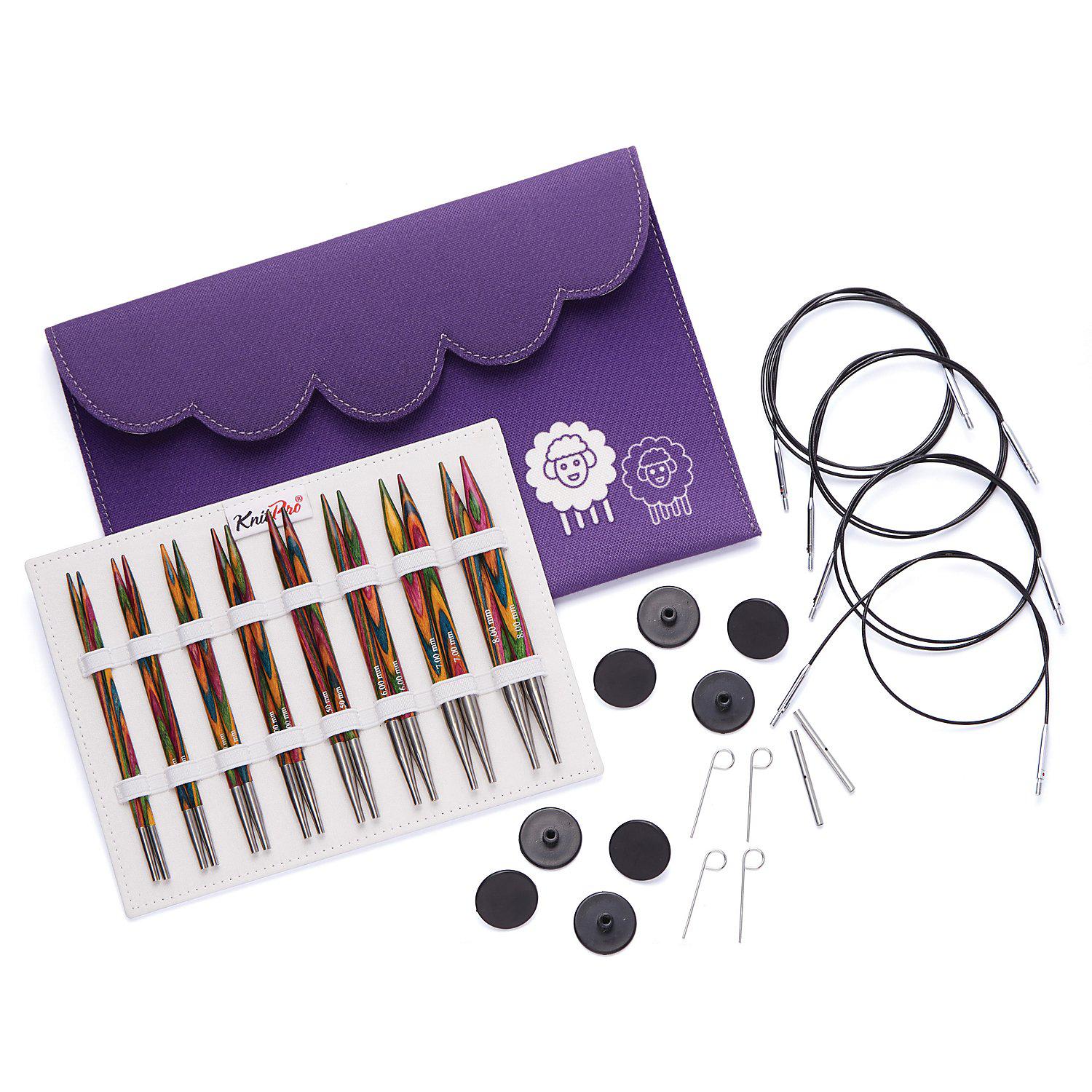 KnitPro Rundstricknadel-Set "Symfonie", Birkenholz, Stärken: 3,5–8