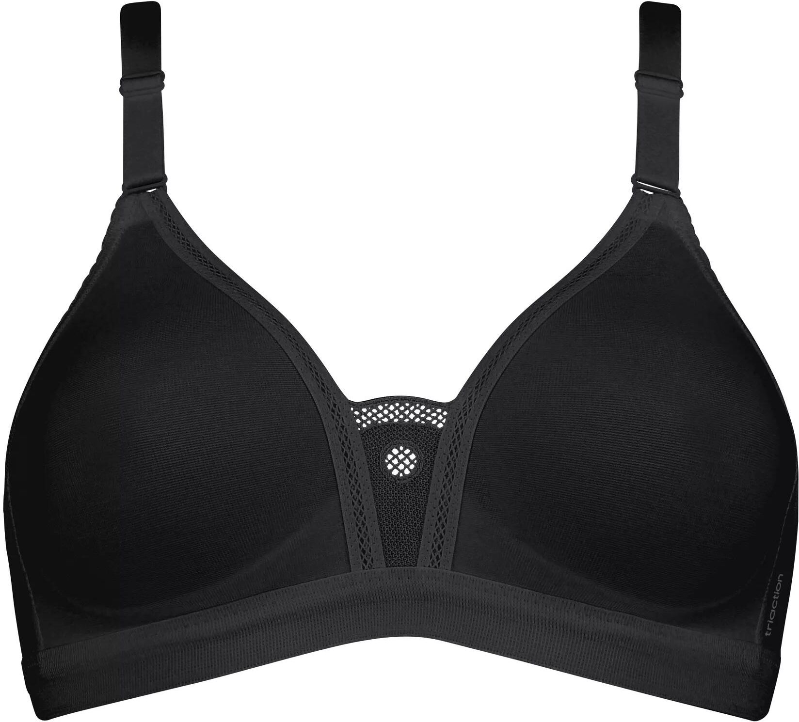 Sport-BH TRIACTION BY TRIUMPH "Triaction Trophy N", Damen, Gr. 80, Cup B, schwarz, Single Jersey, Obermaterial: 53% Polyamid, 24% Baumwolle, 22% Elasthan (LYCRA), 1% Viskose, gemustert, leicht glänzend, unifarben, BHs Sport-BH, atmungsaktiv und hoher Supp