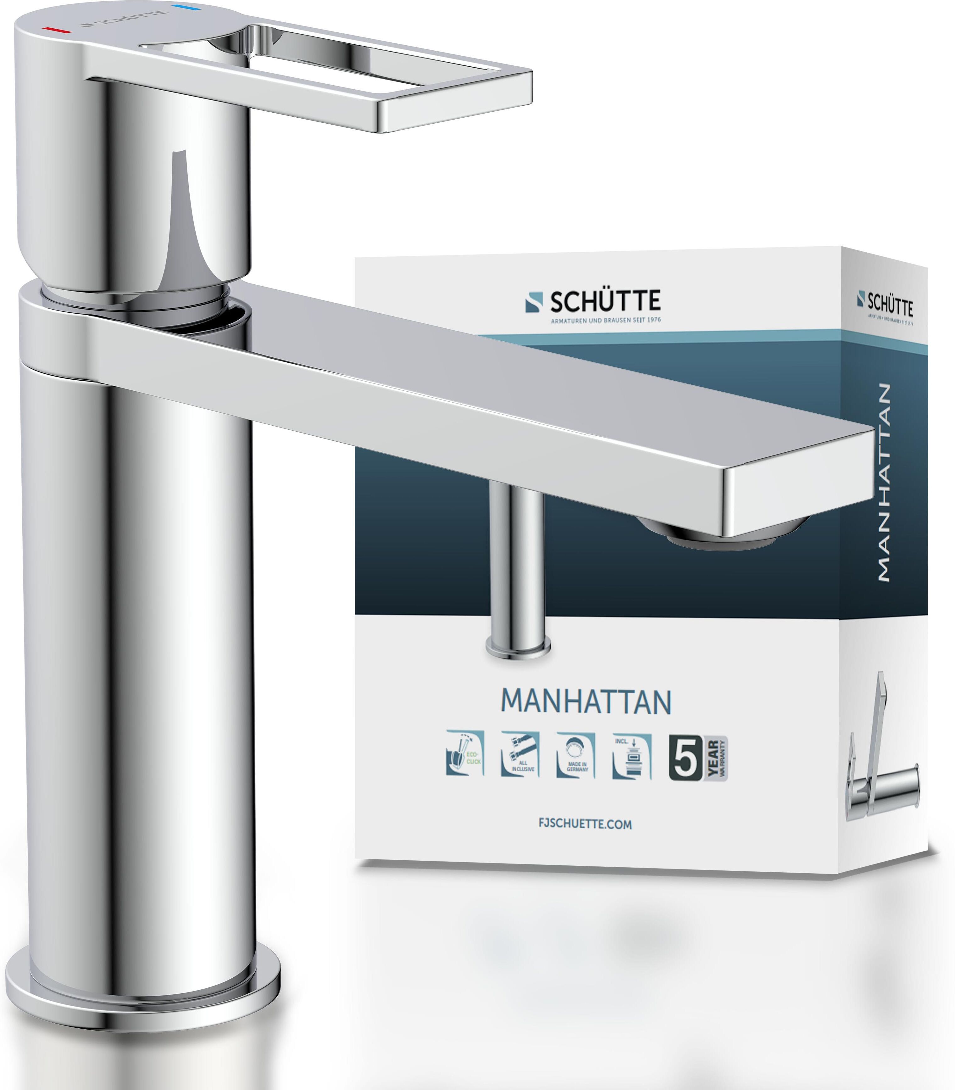 Waschtischarmatur SCHÜTTE "MANHATTAN", silber (chrom), Hochdruck, Messing, Armaturen, Waschtischarmatur, Verbrühschutz, wassersparend, Marken-Mischüse chrom Hochdruck