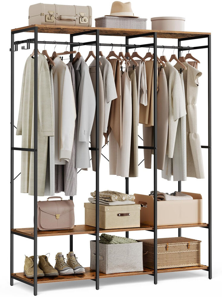 Rebrilliant Ellender 141cm Clothing Rack Vintage Brown