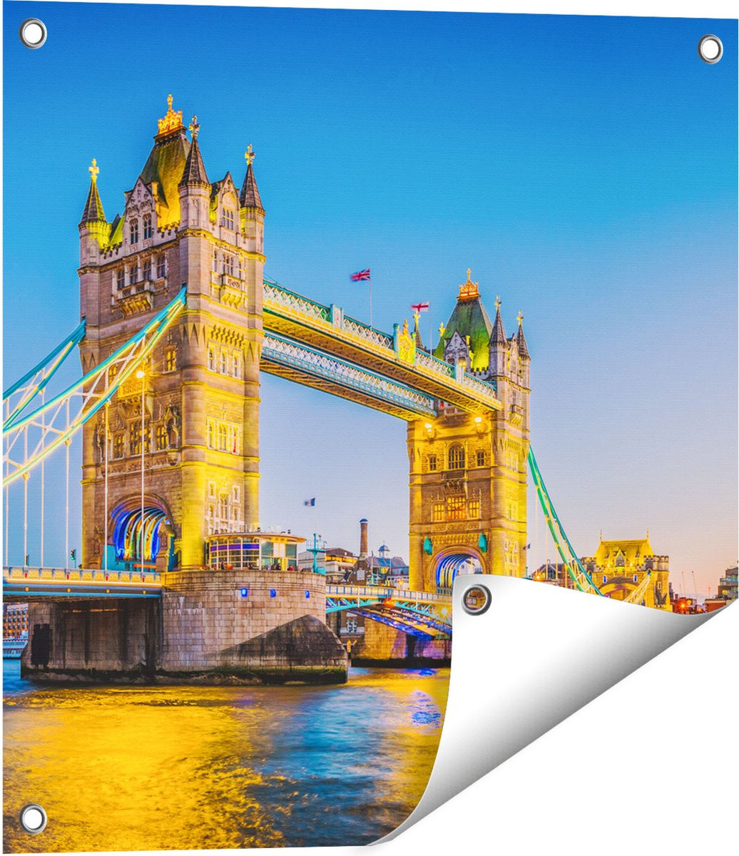Gards Tuinposter Tower Bridge Londen met Verlichting - 50 x 50 cm